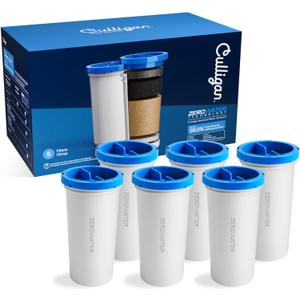 Culligan with ZeroWater Technology Replacement Filter 6-Pack, 5-Stage Advanced Water Filter IAPMO Certified to Reduce Lead, Total PFAS (Forever Chemicals), Mercury, Fluoride, and Chlorine