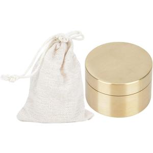 Alvinlite Portable Daily Pill Case, Brass Round Small Pill Box, Waterproof Metal Jewelry Pill Organizer Medicine Vitamin Holder Container with Lid for Outdoor Travel Working(M)