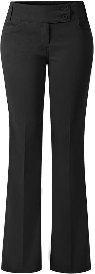Design by Olivia Women's Relaxed Boot-Cut Office Pants Trousers Slacks (Black, Small)