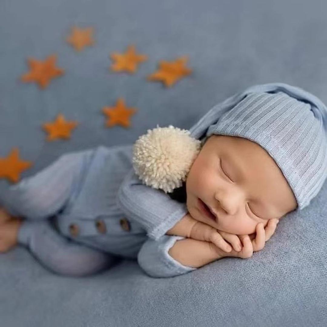Newborn Boy Photoshoot Outfits Newborn Photography Outfits Girl Baby Photography Props Newborn Hat Pants Photoshoot Costume Set, Blue