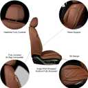 OASIS AUTO Car Seat Covers Full Set Premium Waterproof Faux Leather Cushion Universal Accessories Fit SUV Truck Sedan Automotive Vehicle Auto Interior Protector (013-Brown)