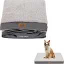 Sunheir Washable Large Dog Bed Covers Soft Plush Replacement, Waterproof Dog Bed Liner, Pet Bed Cover with Zipper 35x22x3 Inches, Grey, Cover Only