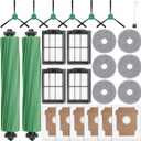25 Pcs Replacement Parts for iRobot Roomba Plus 405 Combo/505 Combo /507 Combo Robot Vacuum Cleaner, Include 2 Main Brushes, 6 Dust Bags, 6 Mop Pads, 4 Filters, 6 Side Brushes and 1 Cleaning Tool