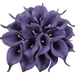 Duovlo 20pcs Calla Lily Bridal Wedding Bouquet Lataex Real Touch Artificial Flower Home Party Decor (Purple)