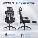 Ergonomic Office Chair with Footrest - Adjustable Lumbar Support & Headrest, 90-160 Reclining Mesh Back Computer Chair - Home Office/Gaming, 350lbs Capacity