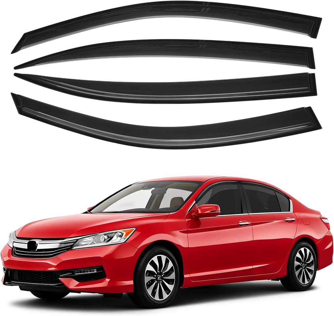 Canvcle Accord Rain Guards - Window Visors for Honda Accord 2013-2017, Outside-Mount Tape-On Side Window Wind Deflectors for Accord Accessories, Vent Visors Shades Rainproof 4PCS