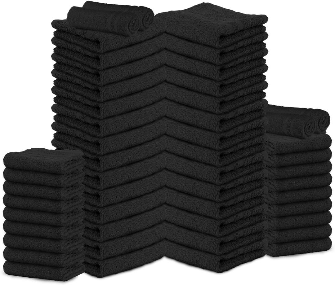 Salon Towels – 24 Pack Black Hand Towels 100% Cotton Spa Towel – 16x27 inches Highly Absorbable Facial, Gym, Hair, Face, Bulk Small Towels (Not Bleach Proof)