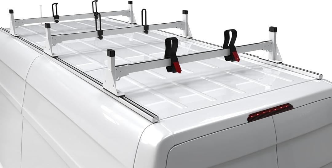 MELIPRON 800 LBS Van Roof Rack, Steel Ladder Rack for Van Fits for Mercedes-Benz Sprinter 2007-2025 Cargo Van Low Roof 144" 3 Crossbars (with no Side Tracking Rails)