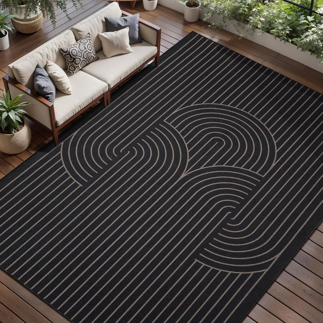 Tangsoo Easy Jute 8x10 Rug for Living Room,Washable Non-Slip Outdoor Rug