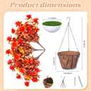 Fall Flowers with Hanging Basket Artificial for Decoration, Fake Silk Rhododendron Flowers for Outdoors, UV Resistant No Fade Floral for Home Garden Balcony Porch Patio Wedding Party Decor (Orange Yellow White With Basket)