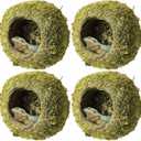 4 Pcs 4 x 4 x 3 Inch Mossy Cave Hide Green Reptile Mossy Hideout Humidity Crested Gecko Hide for Turtle Spider Lizard Frog Crested Gecko Chameleon