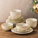 TheTerra Ceramic Dinnerware Set for 6, 18-Piece Plates and Bowls Set