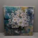 Anolyfi Bathroom Botanical Florals Prints Wall Art Rustic White Flowers Plants Canvas Painting Teal Picture Abstract Artwork Framed for Nursery Bedroom Living Room Kitchen Office Home Decor 20"x20"