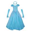 Womens Deluxe Blue Princess Dress Halloween Fancy Ball Party Gown Costume (Blue, Medium)