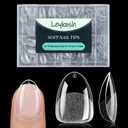 LEYKOSH Extra Short Almond Nail Tips - 216pcs Soft Gel Full Cover Fake Nails, 70-Grit Pre-Sanded Matte Clear Press on Nails for Extension, DIY Home Manicure with 12 Sizes
