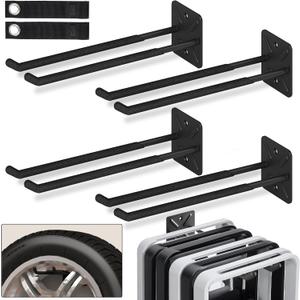 Nacial Garage Hooks, Heavy Duty Garage Hooks, 12.4 Inch Wall Mount Hangers, Max Load 200 lbs Garage Storage Utility Hook for Car Tires, Ladders, Chairs, Strollers, Power Tools, Garden Tools - 4 Pack