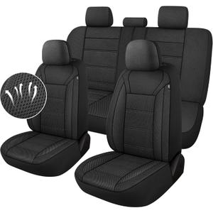 kvs 3D Air Mesh Car Seat Covers Full Set, Breathable Split Bench Compatible Seat Covers for Cars, Universal Car Interior Covers for Most Sedan Truck SUV Vans(Black)