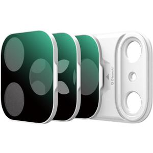 Magnetic UV Filter for iPhone 17 Pro, Snap-On Smartphone Camera Lens Filter with Adhesive Metal Base Mount, HD Optical Glass, Works with Phone Cases & Gimbals (Silver-3pack, iPhone 17Pro)