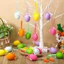 Wesiti 24 Pcs Easter Egg Ornaments for Tree Flocked Mini Easter Ornaments 1.5 Inch Decorative Hanging Decor DIY Crafts for Basket Home Office Party Favors