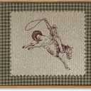 ZZLWBKGL Vintage Western Framed Wall Art Farmhouse Cowboy Canvas Wall Art Retro Gingham Plaid West Stamp Pictures Decor Mid Century Rodeo Art Prints for Living Room Bedroom