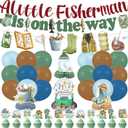 Fishing Baby Shower Decorations for Boy, Gone Fishing Baby Shower Decorations, A Little Fisherman Is on the Way Banner Cake Cupcake Toppers Balloons for Boys Baby Shower Party Decor Supplies