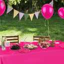 ADXCO 169 Pieces Hot Pink Party Supplies Include Paper Plates Cups Napkins Forks Knives Spoons Waterproof Tablecloth Complete Tableware for Party Decorations