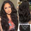KooKaStyle Clip in Hair Extensions for Women,7PCS 20 Inch Dark Brown Hair Extensions Clip Ins Soft and Natural Hair Pieces for Women Thick Long Wavy