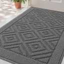 LUMI Washable Indoor Entrance Doormat 24"x36", Absorbent Quick-Dry Door Mat, Dirt Trapper Non-Slip Low Profile Entryway Mats for High Traffic, Grey