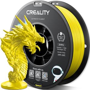 Official Creality PETG 3D Printer Filament 1.75mm 1KG (2.2lbs), High Precision, Strong Toughness, Odorless, Better Flow, Moistureproof 3D Printing CR PETG Filament, Yellow