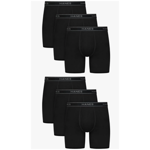 Hanes Men's Underwear Boxer Brief Pack, Performance Stretch Underwear, Moisture-wicking Boxer Briefs for Men, 6-pack Size L