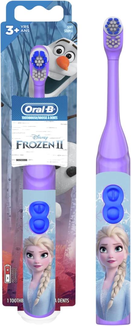 Oral-B Kids Battery Power Electric Toothbrush Featuring Disney's Frozen for Children and Toddlers age 3+, Soft (Characters May Vary) (1 Count (Pack of 1), Multi)