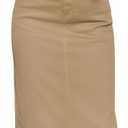 Allegra K Casual Denim Skirt for Women's High Waist Split Back Pockets Midi Jean Skirts (Khaki, L)
