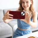 Jusy Compatible with MagSafe Polka Dot Case for iPhone 14 Pro, Cute Christmas Polka Dots Magnetic Phone Case, Soft TPU and Hard PC Protective Phone Cover for Women GirlsShiny - Burgundy