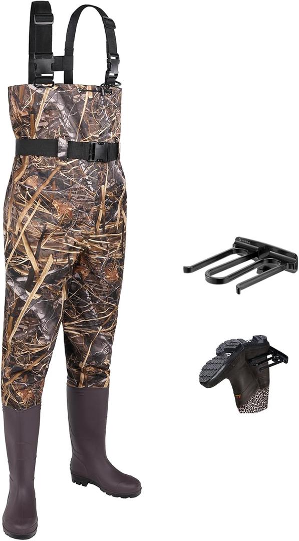 Fishing Waders for Men with Boots Womens Chest Waders 2-Ply Nylon/PVC Waterproof for Hunting with Boot Hanger (11, Camo)