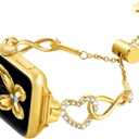 fastgo Gold Compatible with Apple Watch Band Women Bling 38mm 40mm 41mm 44mm 49mm 45mm 42mm, Infinity Heart Charm Slim Diamond Metal Bracelet Rhinestone Strap for Iwatch SE & Series 9 8 7 6 5 4 3 2 1