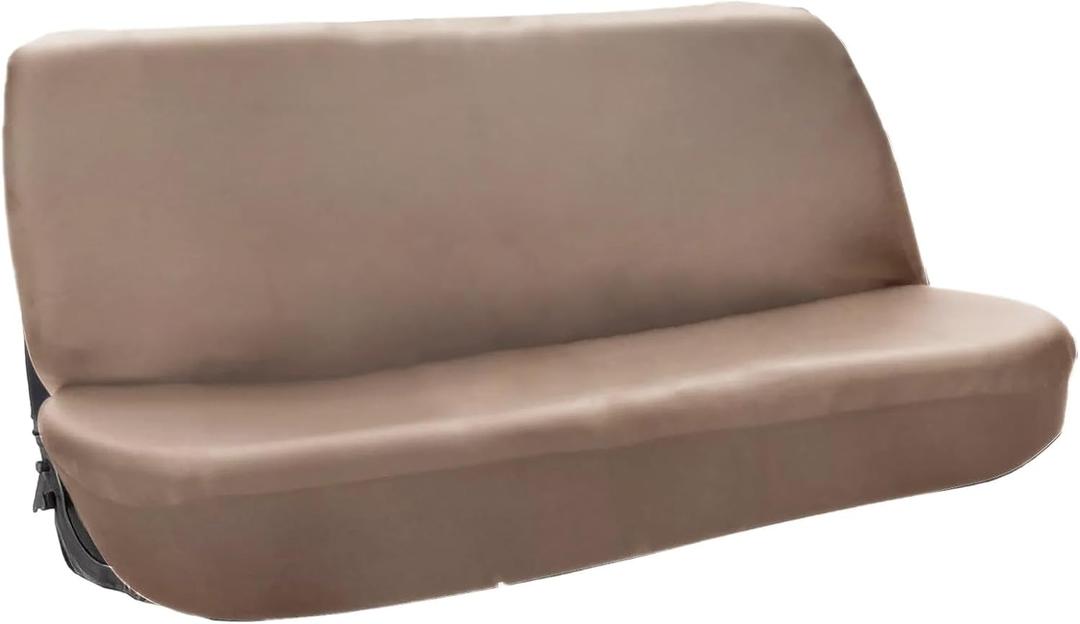 Leather Bench Truck Seat Cover, Front Full Size Universal PU Synthetic Truck Seat Cover Deluxe Front Bench Seat Synthetic Leather Cover Fit for Chevy/Ford/Dodge etc. (Beige)