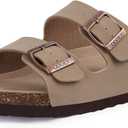 ODOLY Unisex Cork Footbed Slide Sandal, Arch Support Summer Outdoor Sandals with Adjustable Buckle for Women and Men 37