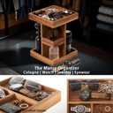 Cologne Organizer for Men, Solid Acacia Wood 3-Tier Rotating Stand - Natural Grain Bathroom & Vanity Organizition for Perfume & Skincare, Premium Desk Decor, Unique Birthday Gifts