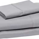 Amazon Basics Lightweight Super Soft Easy Care Wrinkle-Free Breathable Brushed Microfiber 3-Piece Bed Sheet Set with 14-Inch Deep Pockets, Twin, Dark Gray, Solid