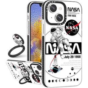 Toycamp for iPhone 15 Pro Max Case with Ring Holder, Astronaut Space Cute Cartoon Cosmonaut Designed Fun Shockproof Protective Designer Phone Cases for iPhone 15 Promax for Women Girls Boys Teens Kids