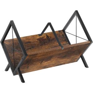 YINMIT Vinyl Record Holder, 80-100 LP Vinyl Record Storage Rack, Quick Assembly Vinyl Record Display, Retro Style Organizer for Magazine, Book, Files, Albums (Rustic Brown, 1 Tier)