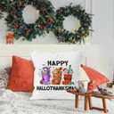 Halloween Thanksgiving Christmas Pillow Covers 18x18, Christmas Coffee Bar Decor, Spooky Skull Pumpkin Coffee Holiday Xmas Decorative Throw Pillow Covers for Bedroom Living Room Home