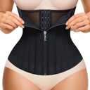Nebility Waist Trainer for Women Zipper Corset Shapewear Tummy Control Mesh Waist Cincher Faja Body Shaper (Small, Black)