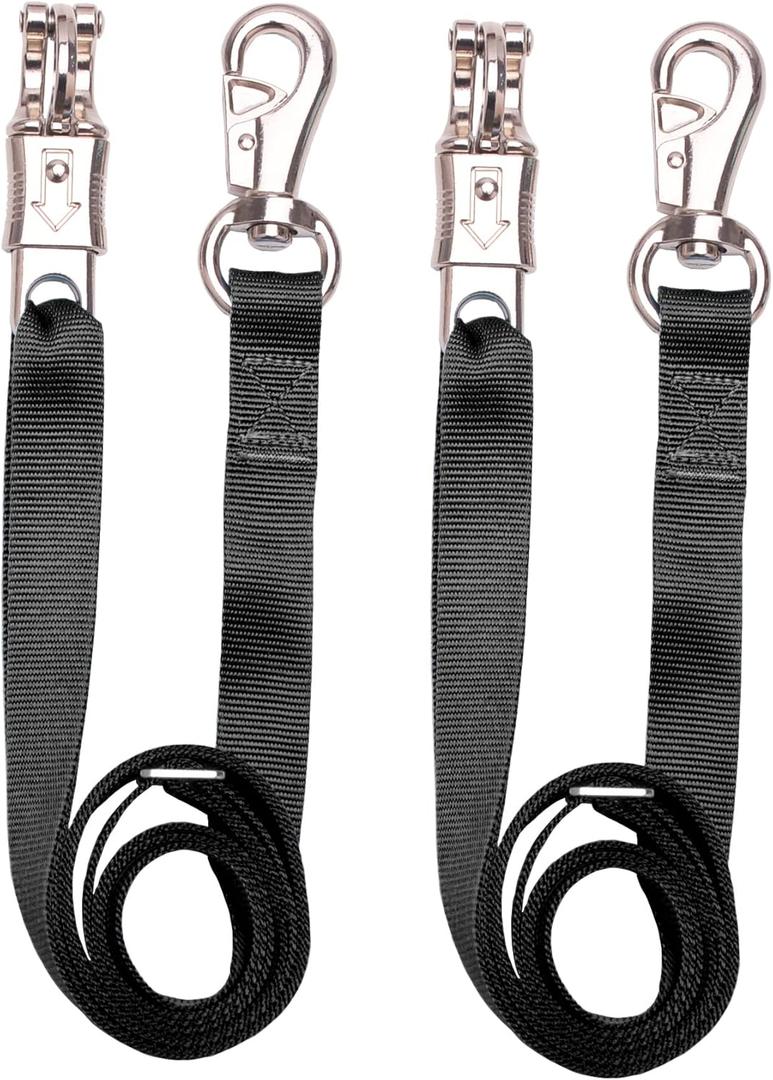 Adjustable Nylon Cross Ties 2 Pack-Cross Tie with Panic Snap and Bull Snap - Adjusts from 44.5" to 78.3" (Black)