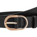 NBLYOS Women Belts Faux Leather for Jeans Fashion Belt with Gold Buckle Ladies Dress Belt, XL, Black