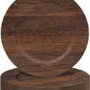 MAONAME Round Charger Plates Set of 12, 13 Inch Brown Charger for Dinner Plates, Farmhouse Faux Wood Plate Chargers, Rustic Table Chargers for Weddings, Party