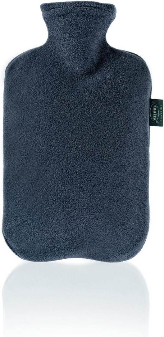 Fashy Hot Water Bottle with Fleece Cover (Navy)