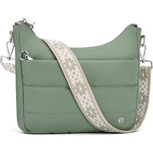 SYTRAH Anti Theft Crossbody Purse Hobo Crossbody Bags for Women, Quilted Puffer Bag Slouchy Builtin Wallet & RFID Blocking Shoulder Purses Green