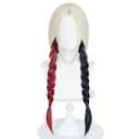 Red and Black Cosplay Wig for Women Long Synthetic Wig with 2 Ponytail Halloween Costume Party Cosplay Wig for Girl (Color-2)