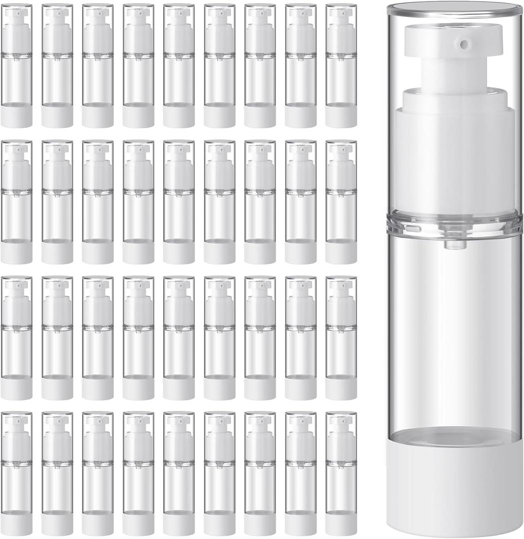 Sabary 60 Pcs Clear Airless Pump Bottles Refillable Cosmetic Travel Size Dispenser Vacuum Plastic Travel Bottles Empty Lotion Pump Dispenser Liquid Toiletry Container(3.4 oz)